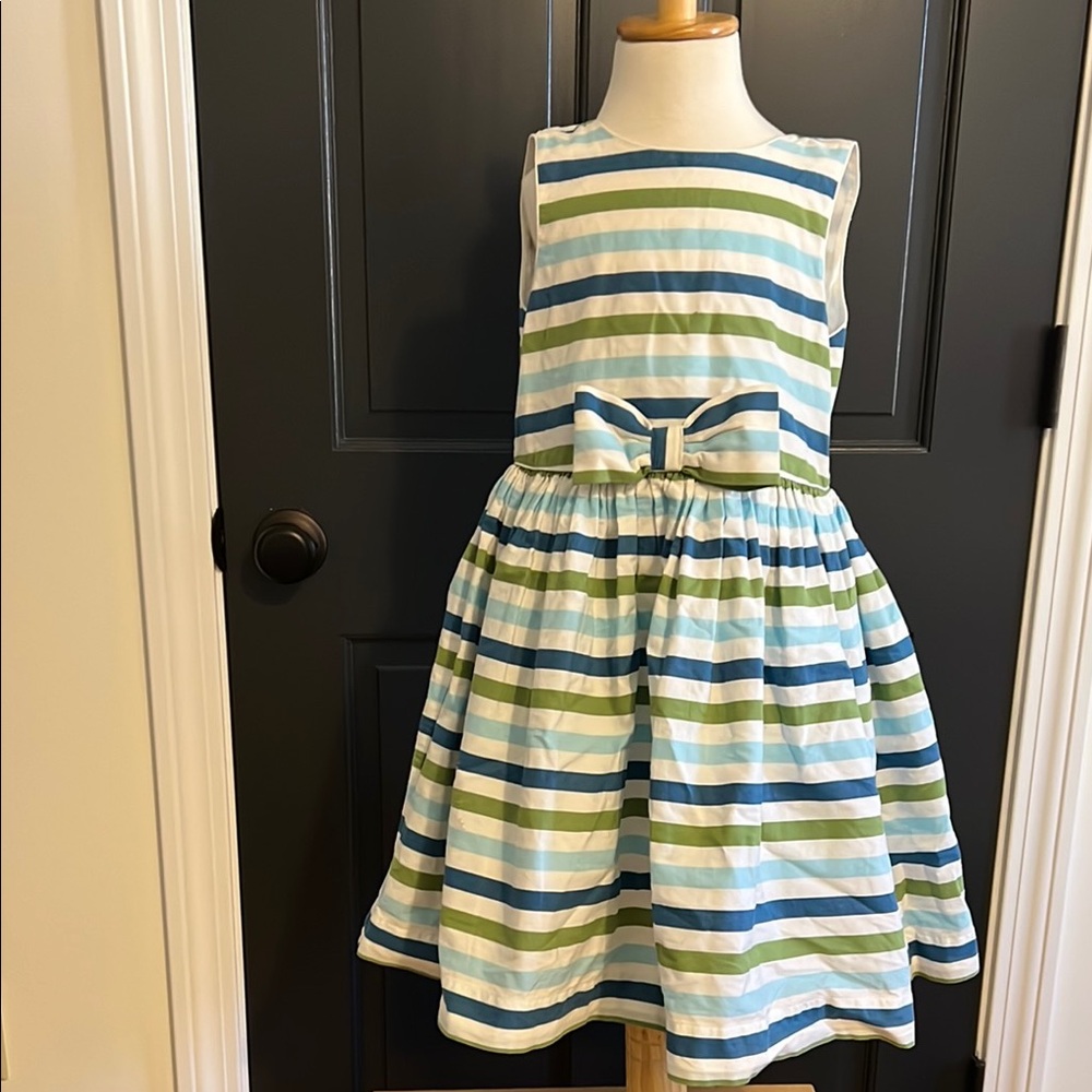 Janie and Jack Green and Blue Tie Front A-Line Sundress